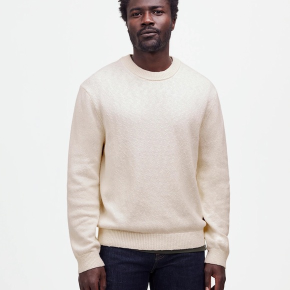 Madewell‎ Textured Cotton Crewneck Sweater bright ivory size xl - Picture 1 of 10